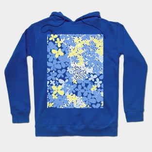 Wildflowers Seamless pattern. Flowering of small white flowers, blue, yellow. Hoodie